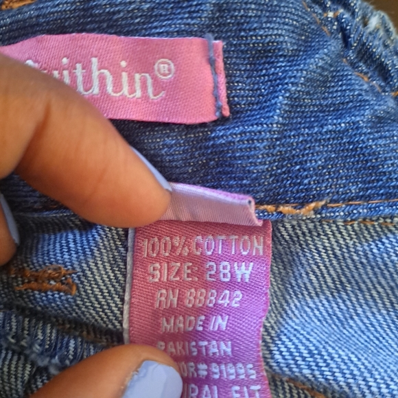 Woman Within 100% Cotton Natural Fit Denim Jeans w/Center Back Elastic Waist 28W - Picture 9 of 9